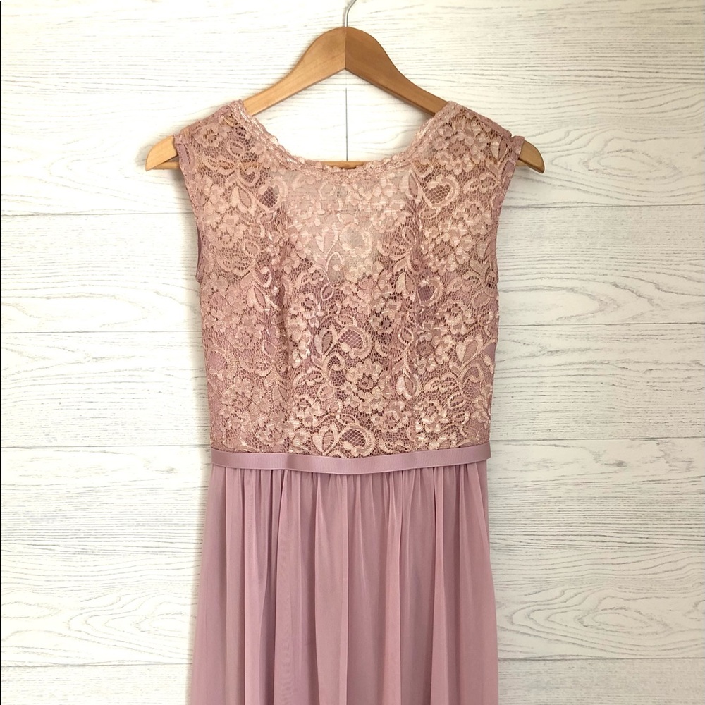 Short Lace and Mesh Dress with Illusion Neckline - Picture 2 of 9